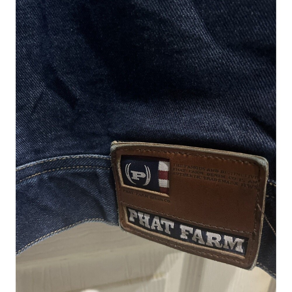 Vintage Y2K Phat Farm Dark Denim Jean Jacket Mens XL 90s Hip Hop Streetwear LNC - Picture 6 of 7